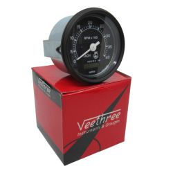 RELOJ TACOMETRO 0-4000 RPM 12/24V 85MM PROGRAMABLE (ALTERNADOR-BOBINA-SENSOR) CON HOROMETRO VEETHREE MADE IN INDIA