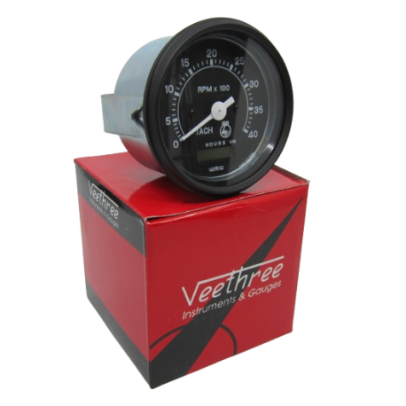 RELOJ TACOMETRO 0-4000 RPM 12/24V 85MM PROGRAMABLE (ALTERNADOR-BOBINA-SENSOR) CON HOROMETRO VEETHREE MADE IN INDIA